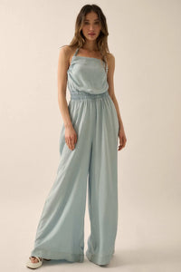Perfect Skies Denim Wide-Leg Halter Jumpsuit - ShopPromesa