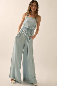 Perfect Skies Denim Wide-Leg Halter Jumpsuit - ShopPromesa