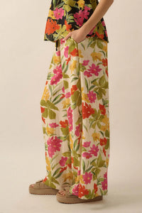 Mahalo Mood Tropical Floral Wide-Leg Pants - ShopPromesa