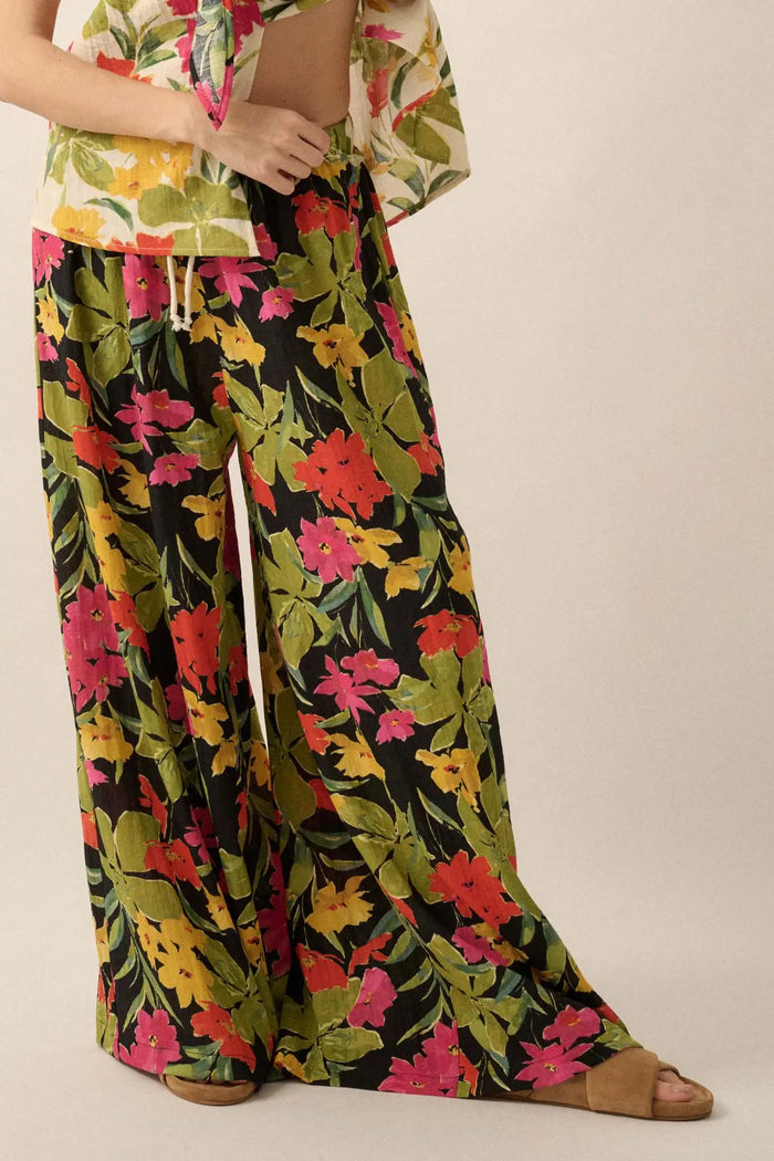 Mahalo Mood Tropical Floral Wide-Leg Pants - ShopPromesa