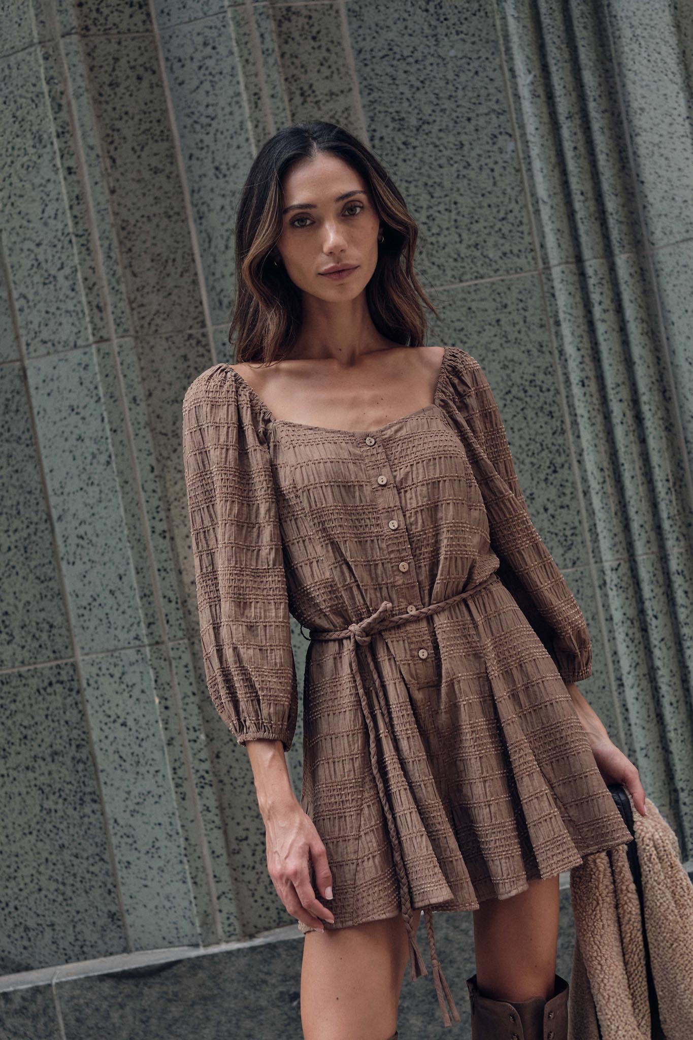 Day by Day Smocked Bubble-Sleeve Romper