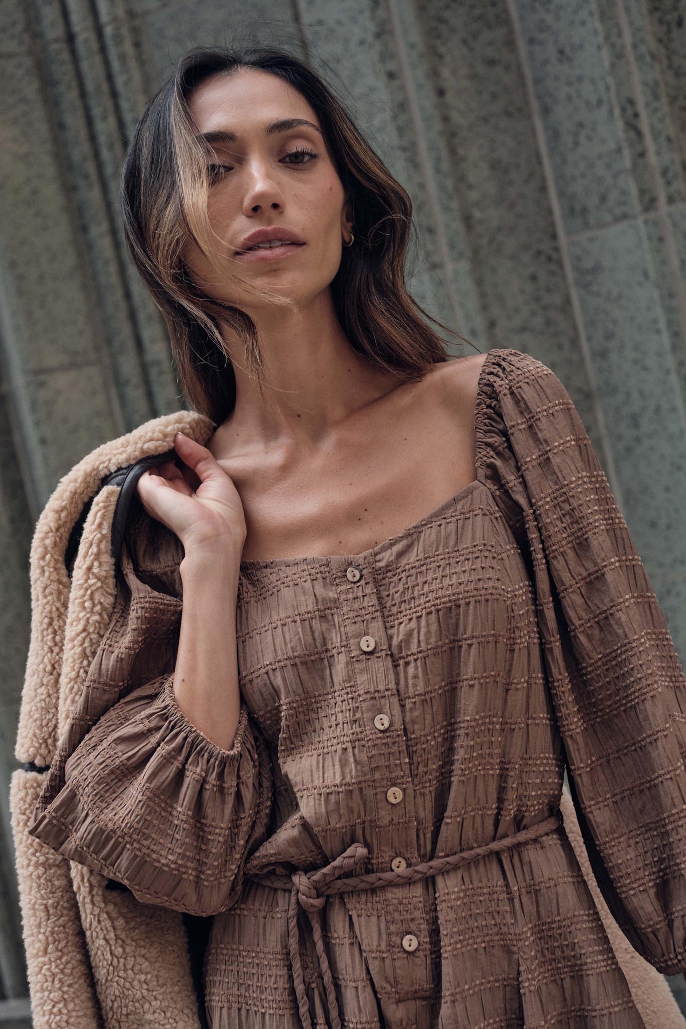 Day by Day Smocked Bubble-Sleeve Romper