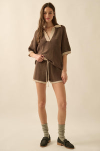Easy Breezy Contrast Knit Drawstring Shorts - ShopPromesa