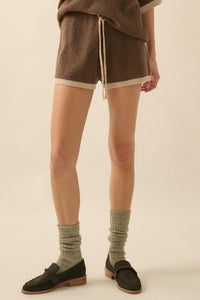 Easy Breezy Contrast Knit Drawstring Shorts - ShopPromesa