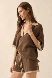 Easy Breezy Contrast Knit Drawstring Shorts - ShopPromesa