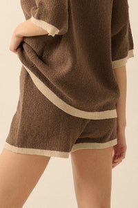 Easy Breezy Contrast Knit Drawstring Shorts - ShopPromesa