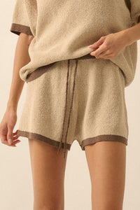 Easy Breezy Contrast Knit Drawstring Shorts - ShopPromesa