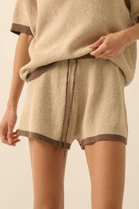 Easy Breezy Contrast Knit Drawstring Shorts - ShopPromesa
