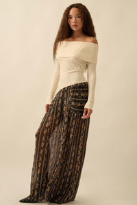 Petal Pusher Floral mesh Wide-Leg Pants - ShopPromesa