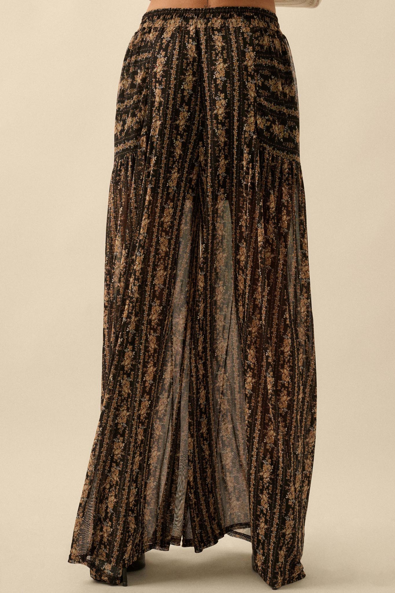 Petal Pusher Floral mesh Wide-Leg Pants - ShopPromesa