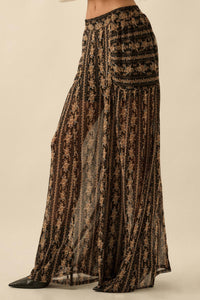 Petal Pusher Floral mesh Wide-Leg Pants - ShopPromesa