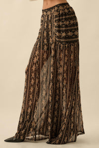 Petal Pusher Floral mesh Wide-Leg Pants - ShopPromesa