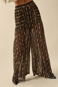 Petal Pusher Floral mesh Wide-Leg Pants - ShopPromesa