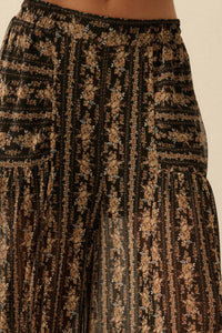 Petal Pusher Floral mesh Wide-Leg Pants - ShopPromesa