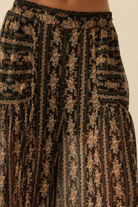 Petal Pusher Floral mesh Wide-Leg Pants - ShopPromesa