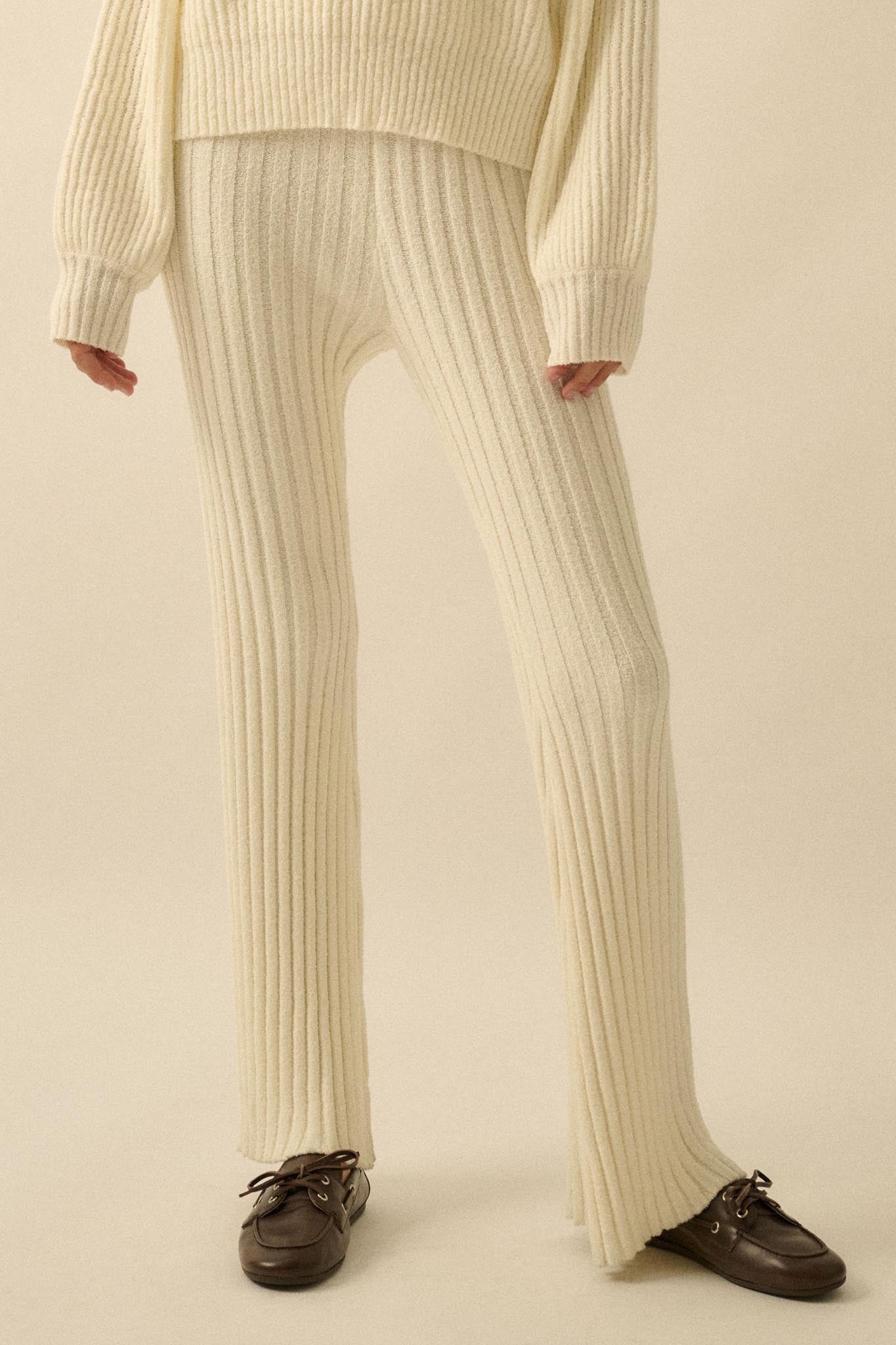 Promise the Label Textured Rib-Knit Sweater Pants - ShopPromesa