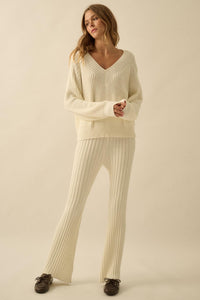Promise the Label Textured Rib-Knit Sweater Pants - ShopPromesa
