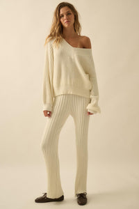 Promise the Label Textured Rib-Knit Sweater Pants - ShopPromesa