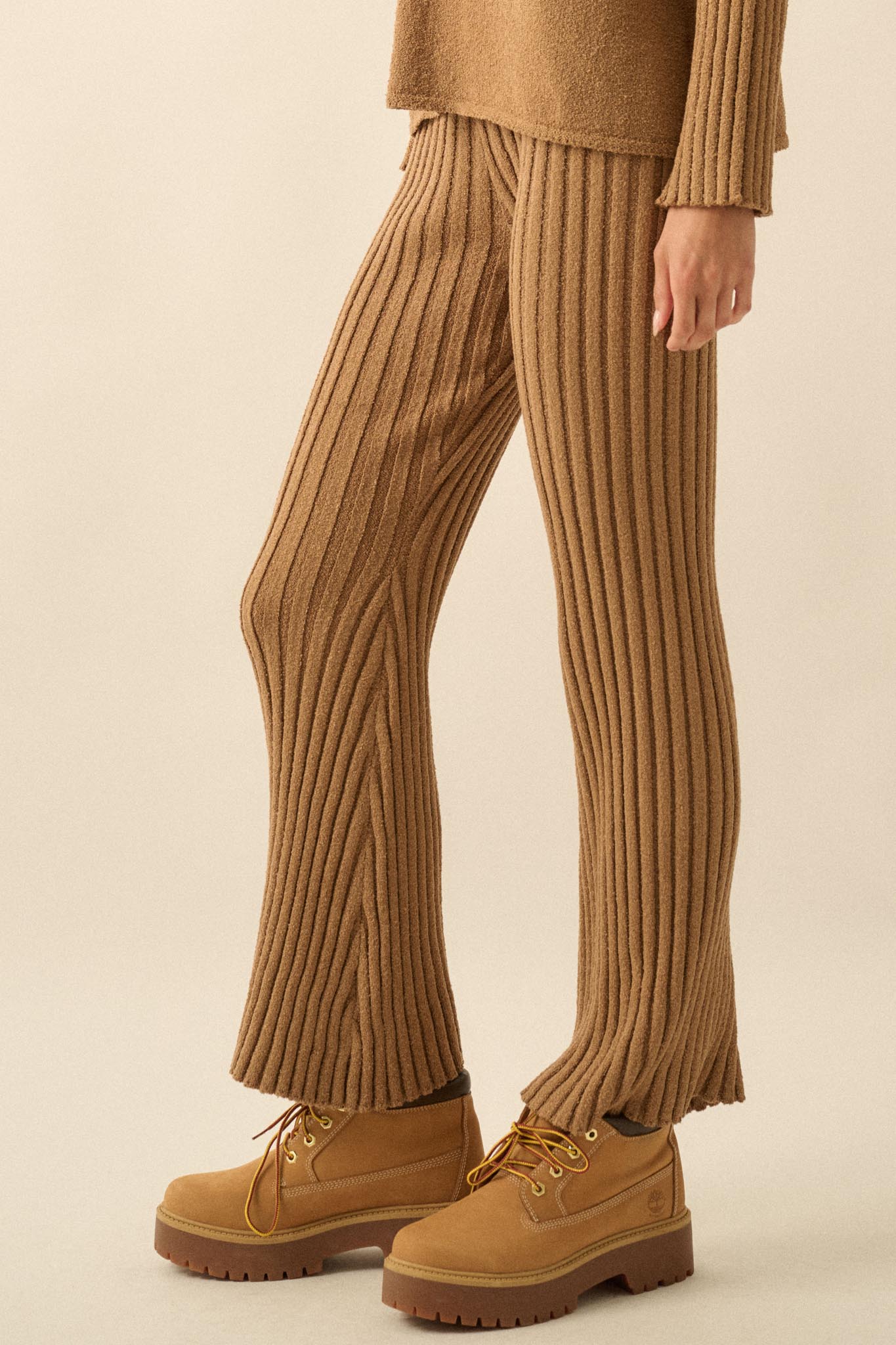 Promise the Label Textured Rib-Knit Sweater Pants - ShopPromesa