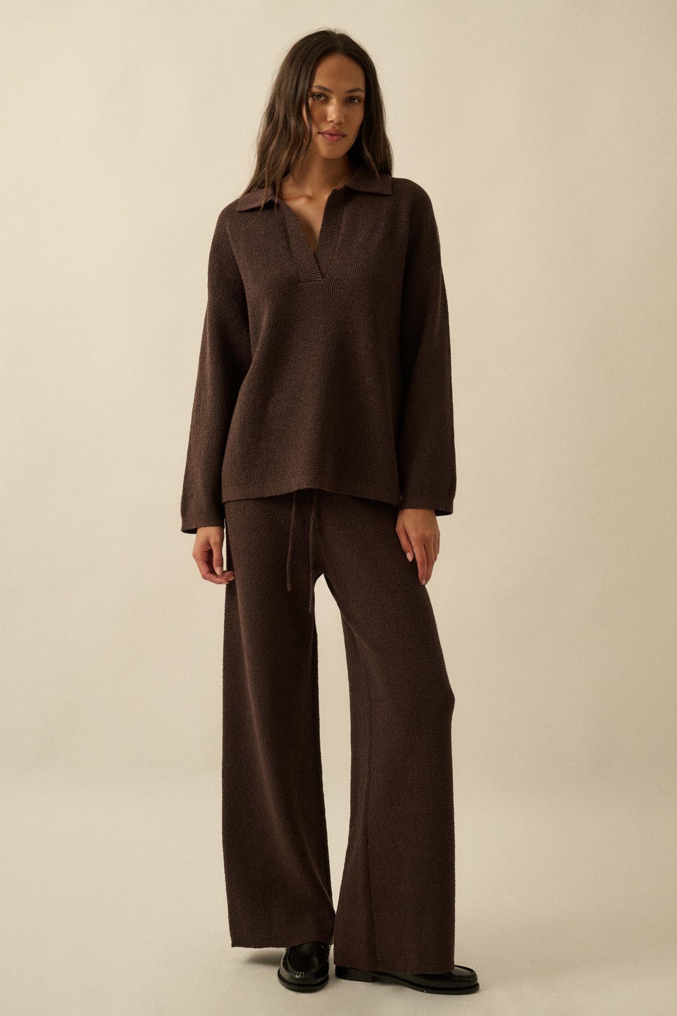 Feeling Great Textured Knit Wide-Leg Sweater Pants