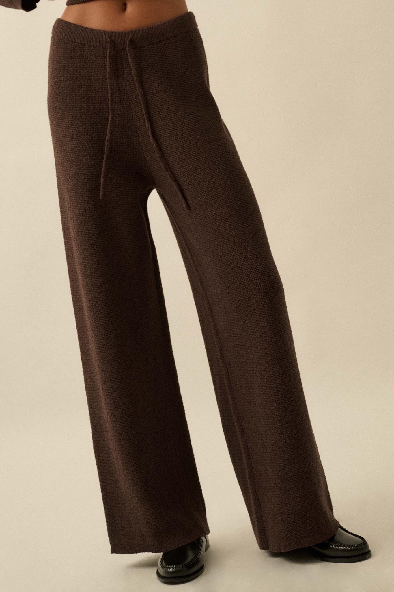 Feeling Great Textured Knit Wide-Leg Sweater Pants