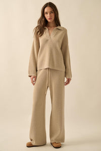 Feeling Great Textured Knit Wide-Leg Sweater Pants - ShopPromesa
