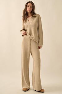 Feeling Great Textured Knit Wide-Leg Sweater Pants - ShopPromesa