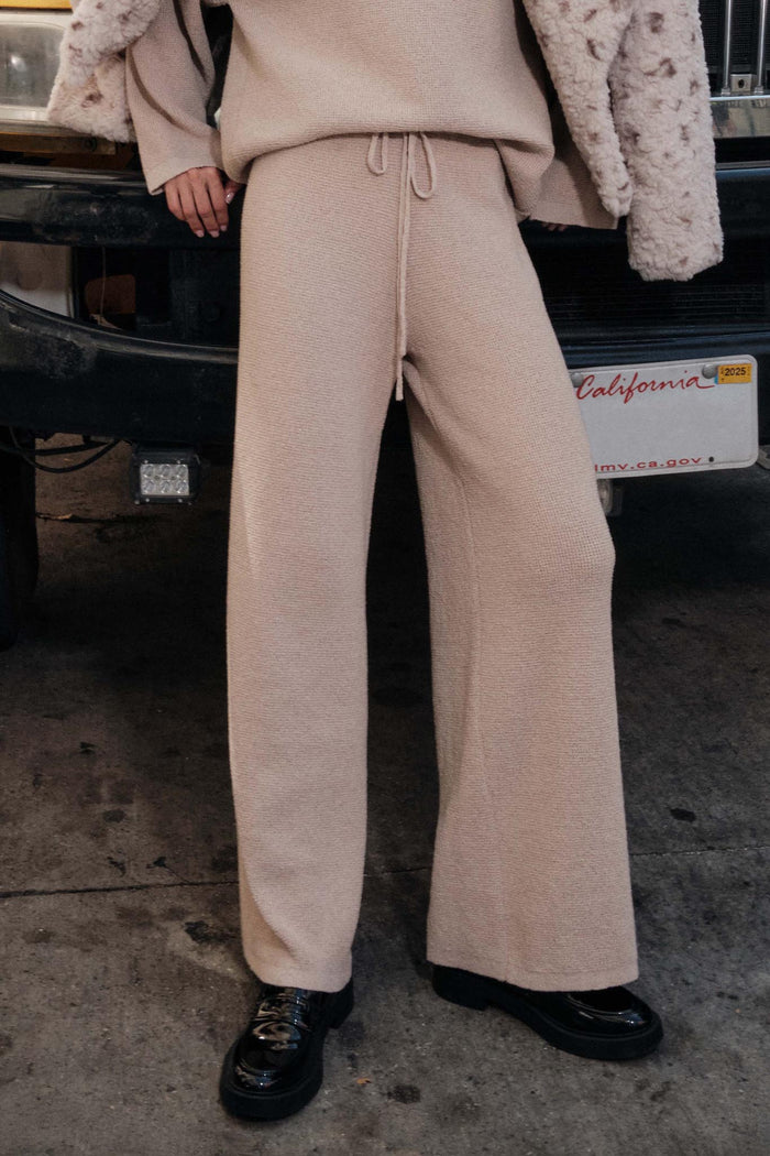 Feeling Great Textured Knit Wide-Leg Sweater Pants - ShopPromesa