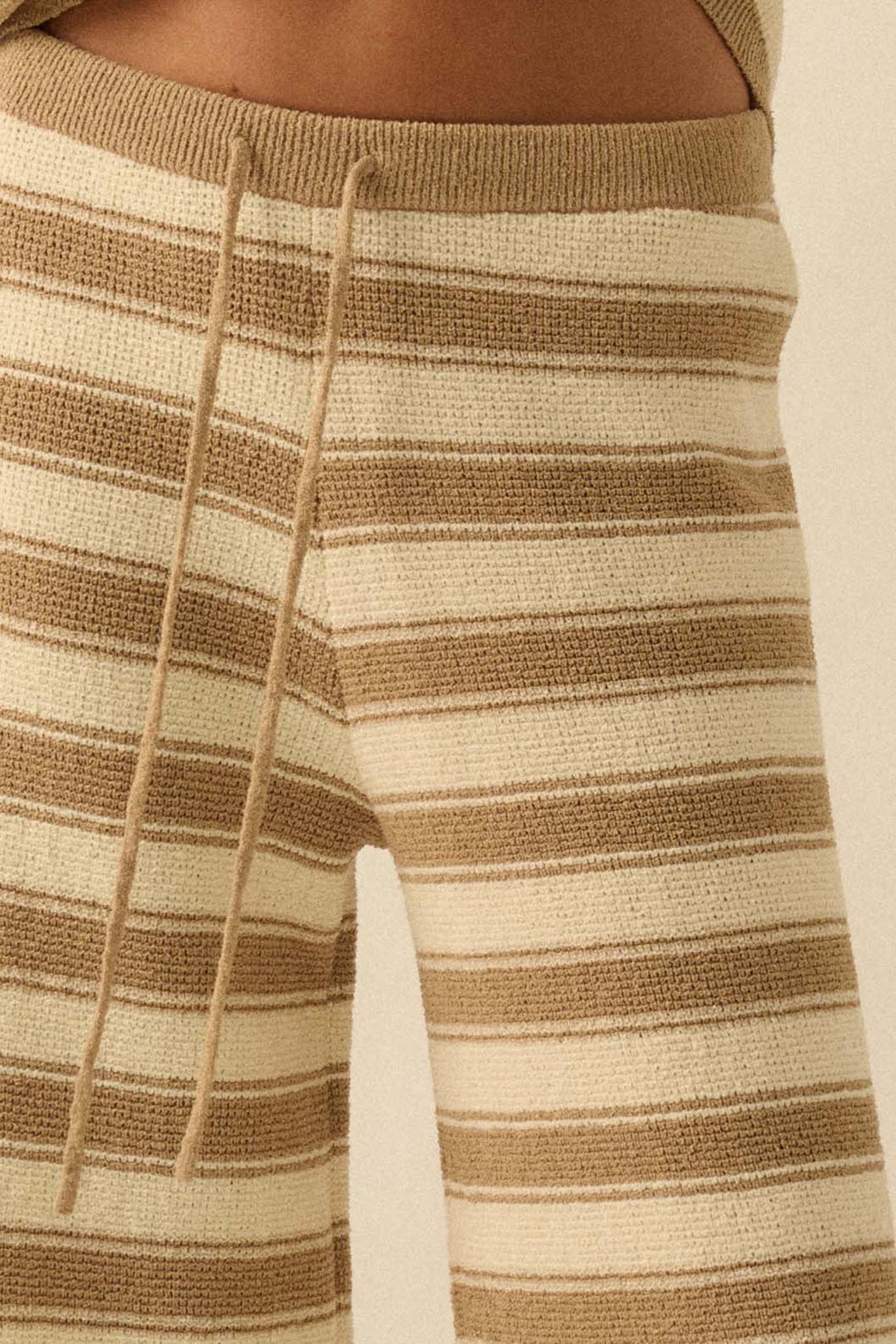 Stripe to It Textured Striped Knit Sweater Pants - ShopPromesa