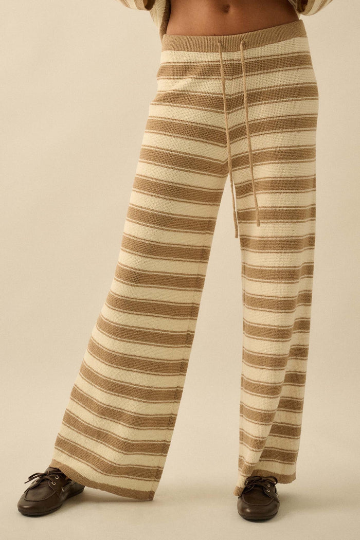 Stripe to It Textured Striped Knit Sweater Pants - ShopPromesa