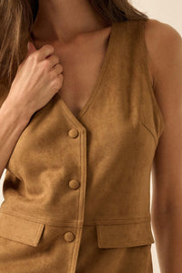Days Like This Vegan Suede Sleeveless Vest Romper - ShopPromesa
