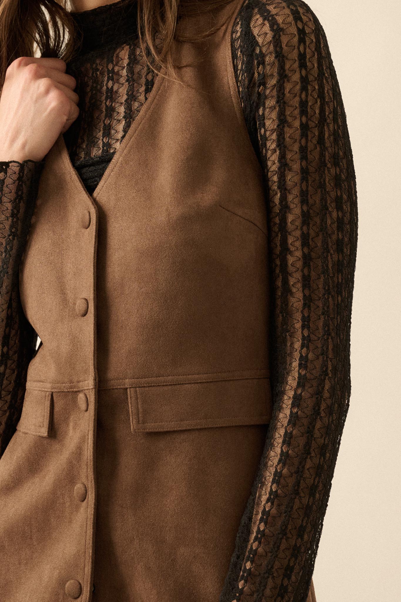 Days Like This Vegan Suede Sleeveless Vest Romper