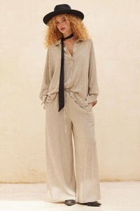 Line Drive Pinstripe Wide-Leg Drawstring Pants - ShopPromesa