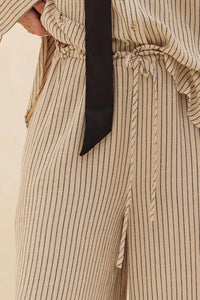 Line Drive Pinstripe Wide-Leg Drawstring Pants - ShopPromesa