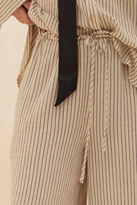 Line Drive Pinstripe Wide-Leg Drawstring Pants - ShopPromesa
