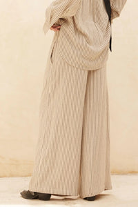 Line Drive Pinstripe Wide-Leg Drawstring Pants - ShopPromesa