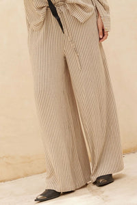 Line Drive Pinstripe Wide-Leg Drawstring Pants - ShopPromesa