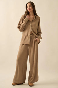 Line Drive Pinstripe Wide-Leg Drawstring Pants - ShopPromesa