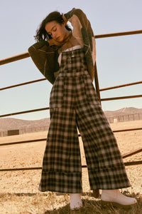Out of the Woods Plaid Flannel Overall Jumpsuit - ShopPromesa