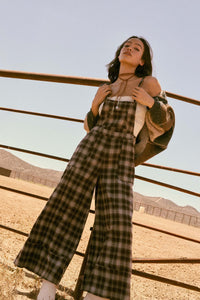 Out of the Woods Plaid Flannel Overall Jumpsuit - ShopPromesa