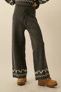 Winter Ridge Alpine Knit Wide-Leg Sweater Pants - ShopPromesa