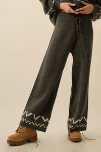 Winter Ridge Alpine Knit Wide-Leg Sweater Pants - ShopPromesa
