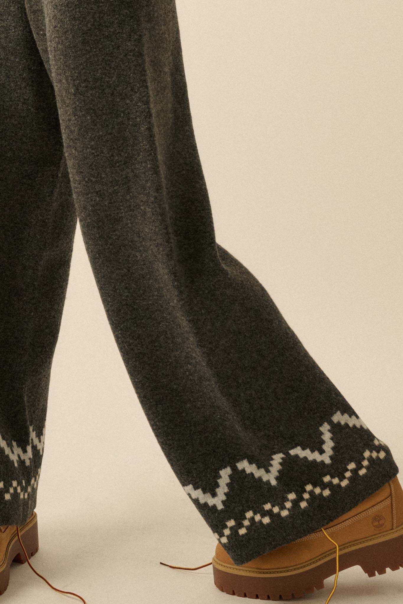 Winter Ridge Alpine Knit Wide-Leg Sweater Pants