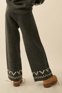 Winter Ridge Alpine Knit Wide-Leg Sweater Pants - ShopPromesa