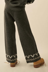 Winter Ridge Alpine Knit Wide-Leg Sweater Pants - ShopPromesa