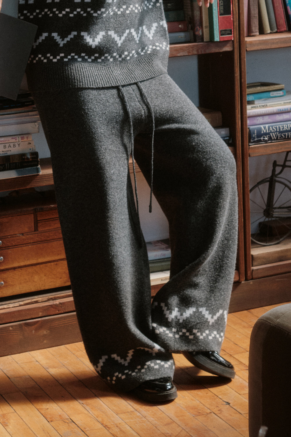 Winter Ridge Alpine Knit Wide-Leg Sweater Pants