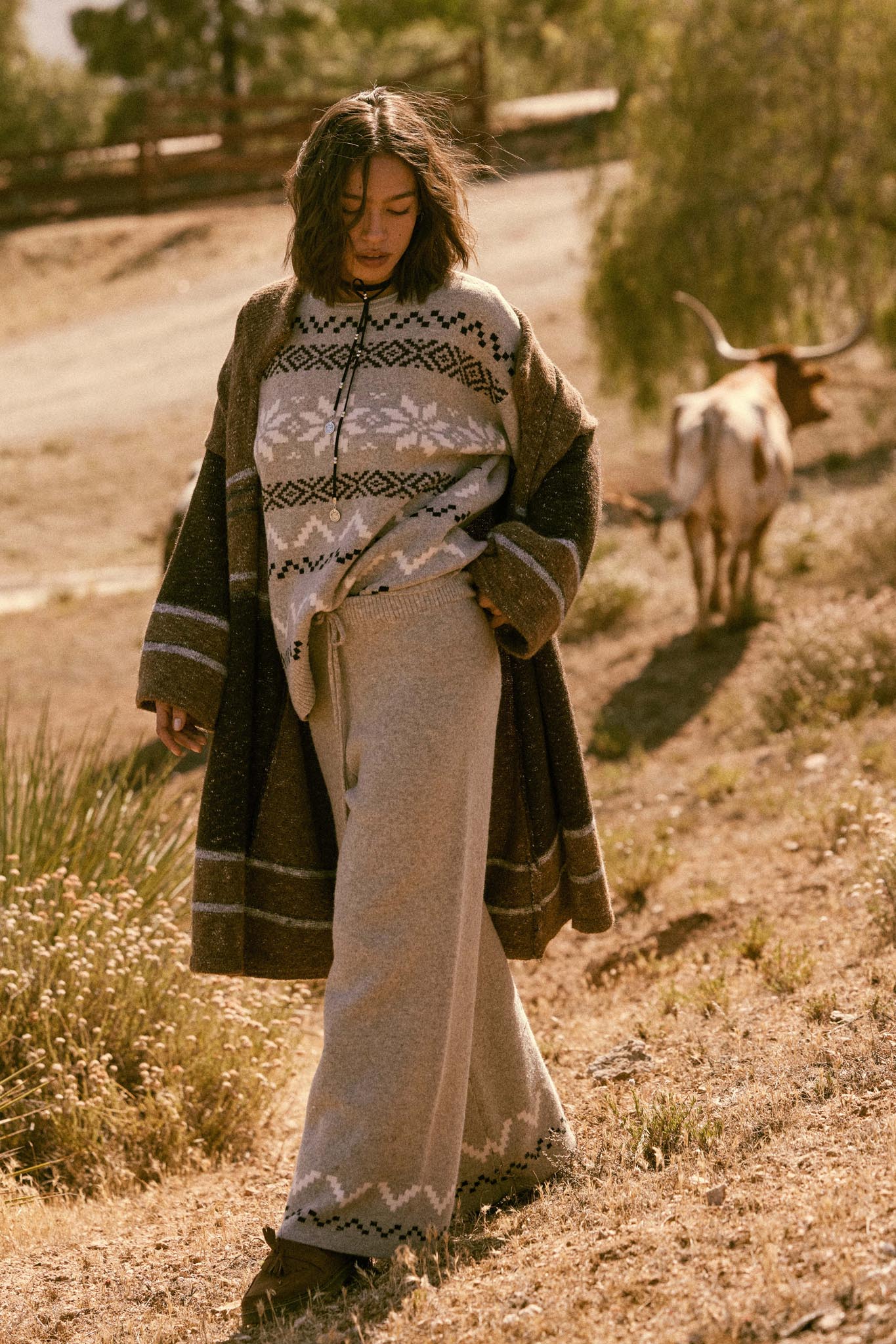 Winter Ridge Alpine Knit Wide-Leg Sweater Pants - ShopPromesa