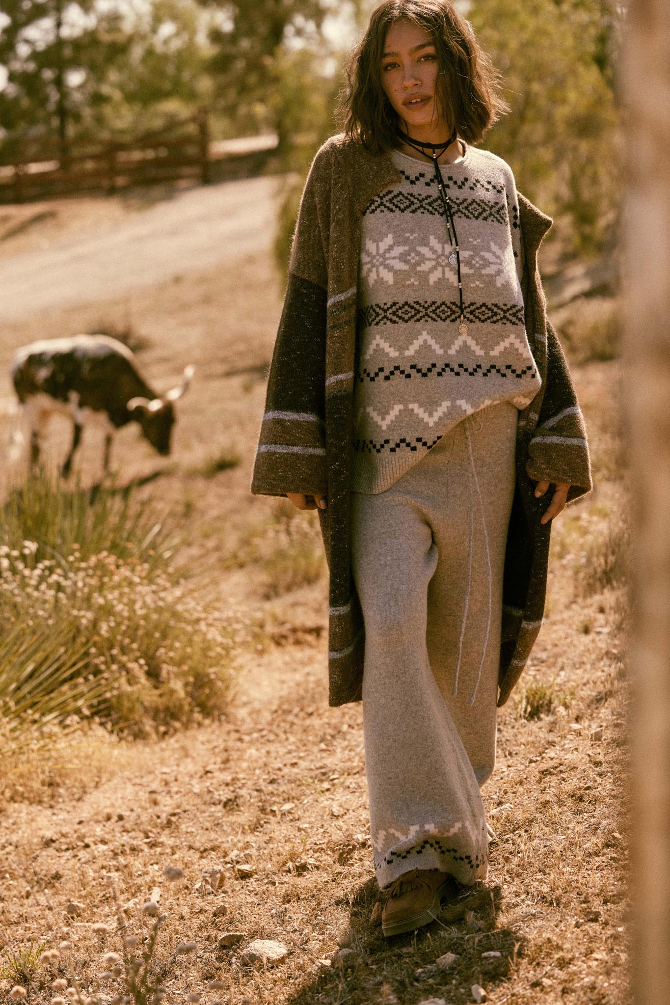 Winter Ridge Alpine Knit Wide-Leg Sweater Pants - ShopPromesa