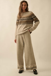 Winter Ridge Alpine Knit Wide-Leg Sweater Pants - ShopPromesa