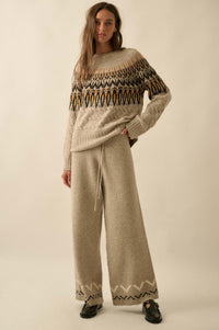 Winter Ridge Alpine Knit Wide-Leg Sweater Pants - ShopPromesa